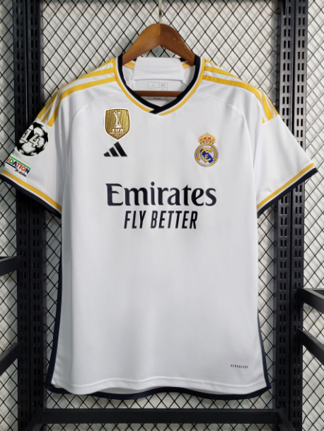 23-24 Real Madrid Com Patches de Campeão do Mundo